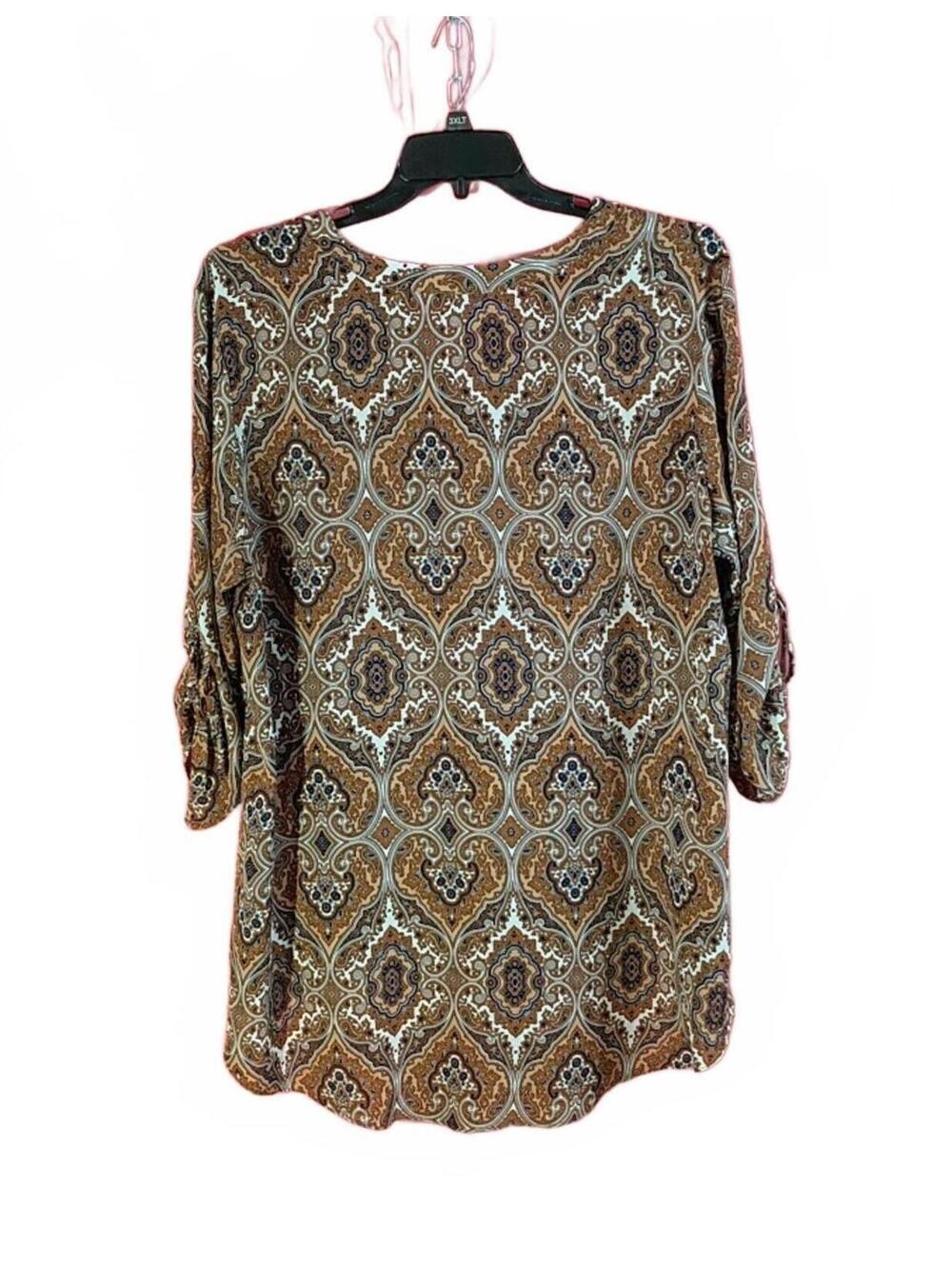 Sami & Jo Plus Paisley Print Blouse Tunic Plus Size 2X - Picture 2 of 4